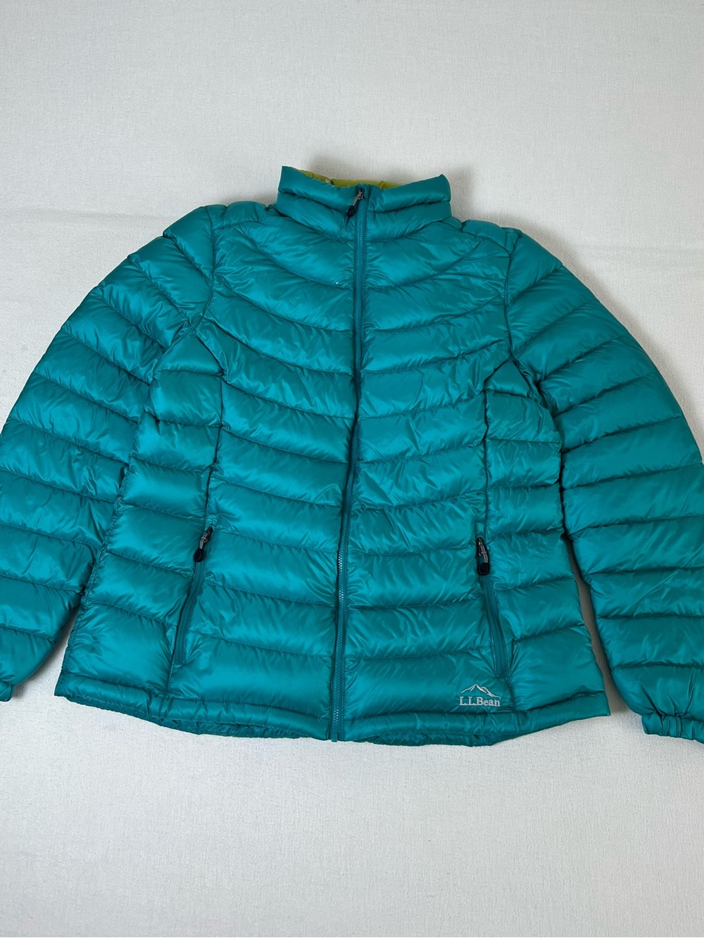 LL Bean Ultralight 850 Goose Down Puffer Jacket Size Large Teal Downtek Packable